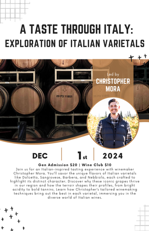 3:00PM A Taste Through Italy: Exploration of Italian Varietals